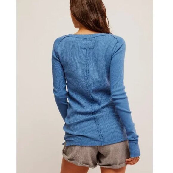 FREE PEOPLE NWT Care FP Honey Bee Crew Neck / Copenhagen Blue - small - Picture 3 of 13